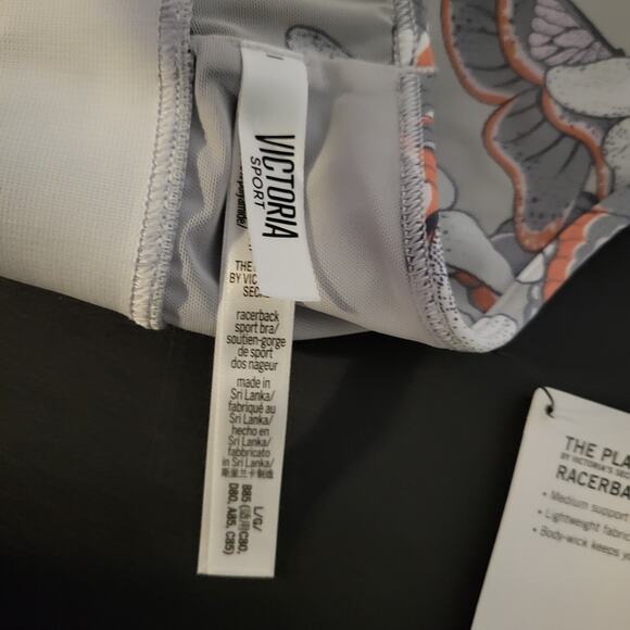 NWT Victoria Sport racerback sports bra large gray butterfly - Picture 3 of 7
